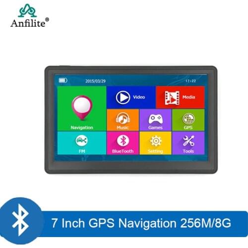 Anfilite truck ram DDR 256M 8GB MTK vehicle GPS Navigation with sunshade FM Bluetooth AVIN automobile Sat nav GPS navigator