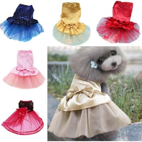 Pet Bow Tutu Princess Dress Skirt Doggie Cat Dog Clothes Chihuahua Apparel Wedding Party Puppy Dog Clothes