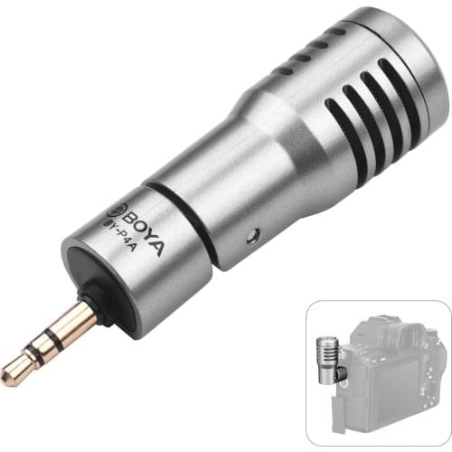 BOYA BY-P4A Omnidirectional Condenser Microphone Mini Mic with Windscreen 3.5mm TRS for Camera Camcorder Vlog Live Streaming