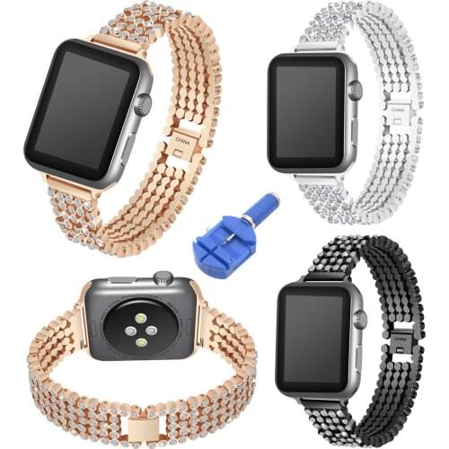 Women Diamond Bracelet for Apple Watch Series 1 2 3 4 Band Stainless Steel Wristband for Apple iWatch 42/44mm 38/40mm Strap