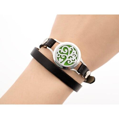 Locket Perfume Diffuser Bracelet Pu twist screw 25mm locket Women Aromatherapy Essential Oil Bracelet 10pads Lovely dolphin star