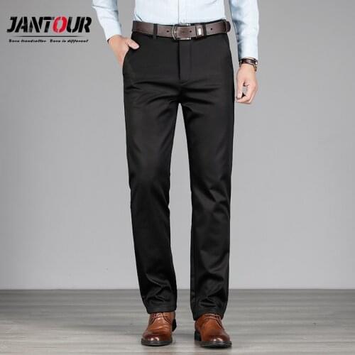 Autumn Winter Mens High Quality Cotton Pants Men Business Trousers Office Casual Social Classic Fashion Thick Suit Pant 40 42
