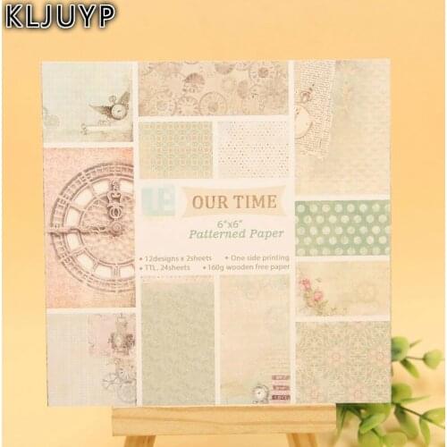 KLJUYP 24 Sheets Our Time Scrapbooking Pads Paper Origami Art Background Paper Card Making DIY Scrapbook Paper Craft