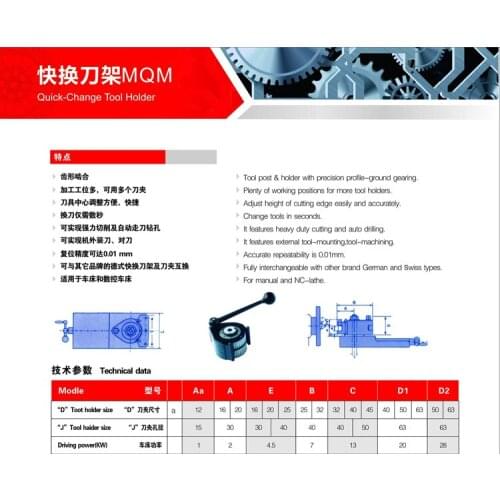 45# steel E type Quick Change Tool Holder/Tool Post for 200-400mm Swing over Bed Lathe Machine/Fine Grinding Blade Carrier