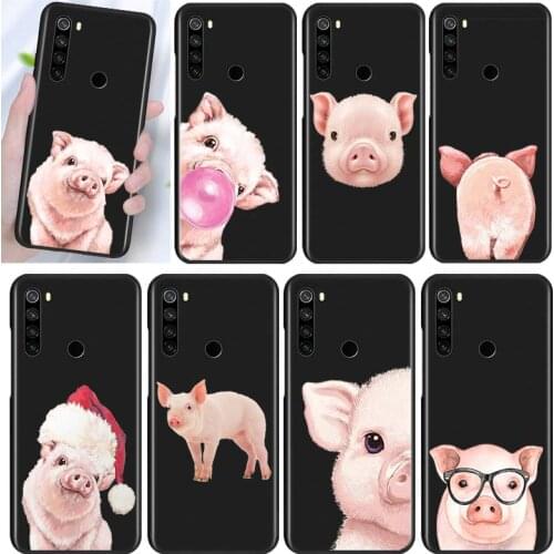 Cute Little Pig for Xiaomi Redmi Note 9 9T 9S 9Pro Max 8T 8Pro 8 7 6 5 Pro 5A 4X 4 Silicone Black Phone Case