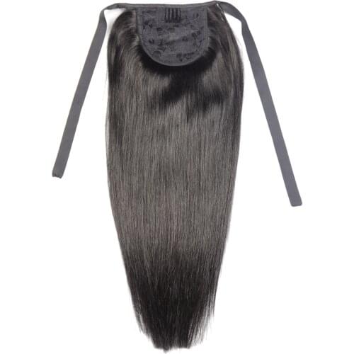 Chocola 16"-18" 60g Brazilian Machine Made Remy Hair Ribbon Ponytail Clip In 100% Human Hair Extensions Horsetail Stragiht