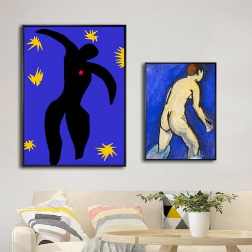 Home Decoration Print Canvas Art Wall Pictures Poster Canvas Printings Paintings French Henri Matisse Blue Nude