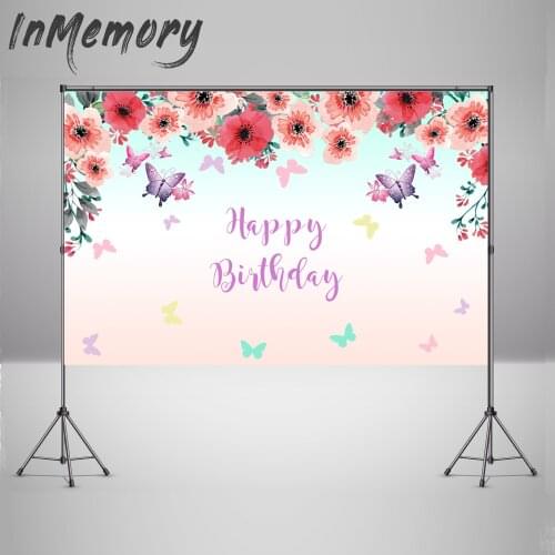 Spring Backdrops Flowers Fairy Tale Children Newborn Birthday Photo Background Butterfly Photography Backdrop
