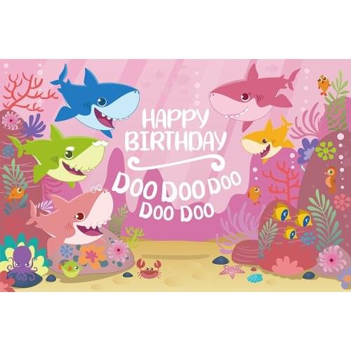 Baby Shark Undersea Photography Backdrops Child Birthday Party Decor Banner Studio Photocalls Customize Printed Photo Background