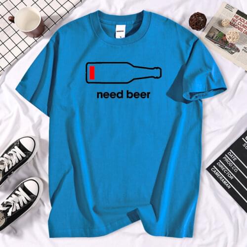 Need Beer Bottle T Shirt Brand Loose Summer Printed T Shirts Top Men Cool Street Hip Hop Short Sleeve Interesting Black Tshirt