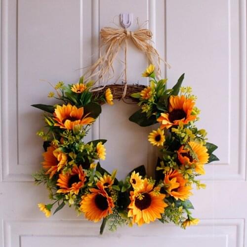 Sunflower Wreath Lintel Artificial Flower Plant Summer Decoration Garland Restaurant Wedding Home Decor Door Window Wall Hanging