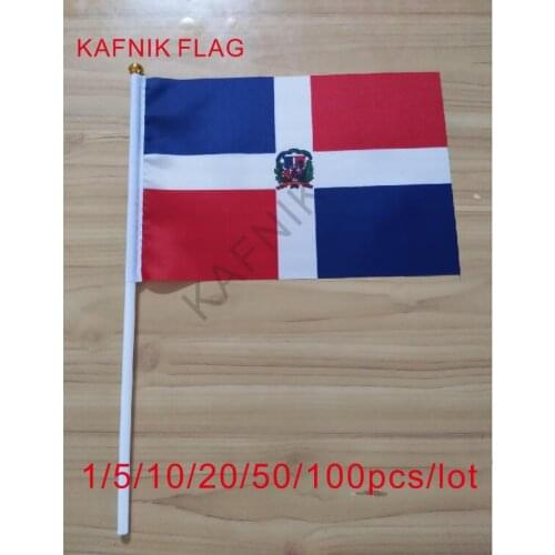 KAFNIK ,10/20/50/100pcs 14 * 21cm Dominican Republic hand flag Dominican Republic Hand Waving National Flag