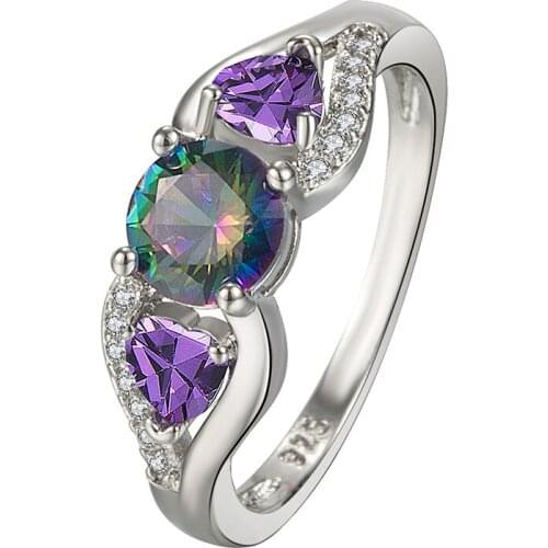 Trendy Women Rings 925 Silver Jewelry Ornaments with Created Topaz Gemstone Finger Ring for Wedding Party Accessories Wholesale