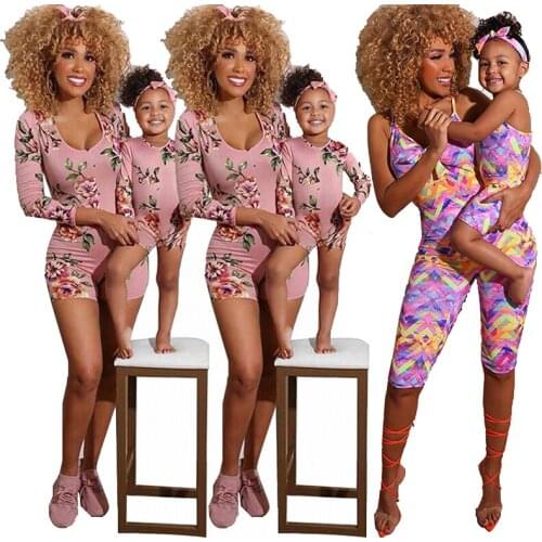 Mommy and Me Jumpsuit Floral Printed Mommy and Me Jumpsuit Mom and Daughter Matching Clothes Summer Family Mother and Daughter