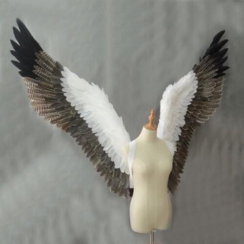 Beautiful white grey cartoon feather angel wings for Fashion show Displays wedding shooting props Cosplay game costume wing