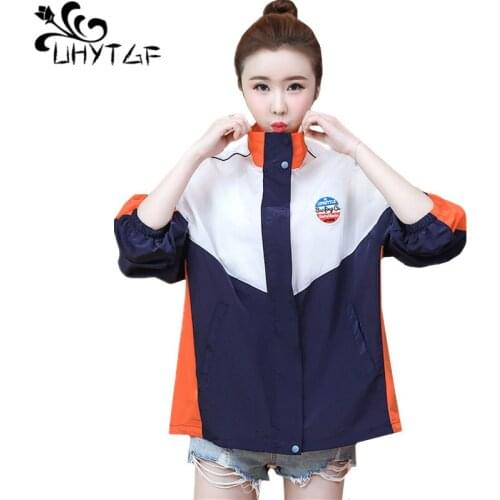 UHYTGF woman summer jacket fashion Anti-UV Breathable outdoors Short Sun protection clothing thin top loose Oversized coat 1582