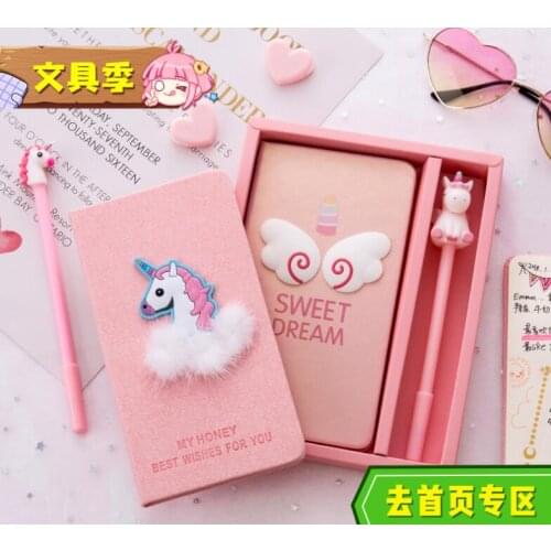 Small Fresh Simple Handbook Set Cute Pink Notebook School Stationery