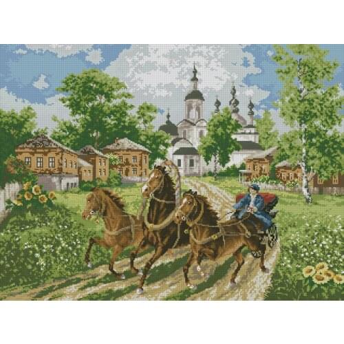 Carriage Chapel Cross Stitch Kits Needlework 14CT Unprinted Sewing kit Embroidery Top Quality DIY Handmade Decoration