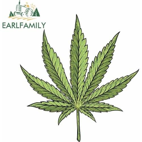 EARLFAMILY 13cm x 12cm for Hemp Leaf Laotop Decal Windshield Personality Car Stickers Waterproof Scratch-Proof Bumper Decoration