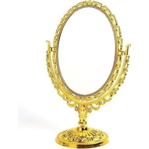 Desktop Makeup Mirror European Retro HD Double-sided Dress Mirror Oval Mirror Portable Home Dress Mirror