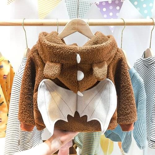 Autumn and Winter 2021 New Fashion Korean Childrens Foreign Style Plush Coat Boy Clothes Korean Boys' Cashmere Coat
