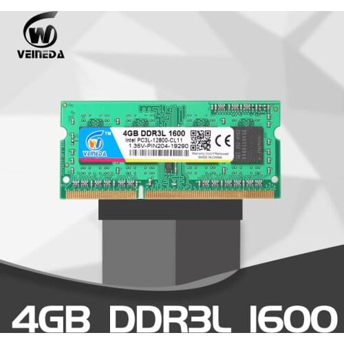 VEINEDA Sodimm DDR3L 2gb 4gb 8gb 1333mhz 1600MHz Ram Memory DDR 3L PC3-12800 204PIN DDR3 For Laptop