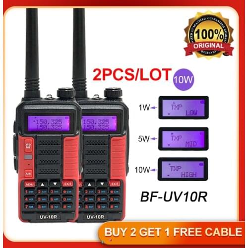 2PCS baofeng uv 10r talki walkie High Power 10W Dual Band 2-way boafeng Portable Radio amador Transceiver BF UV-10R New рации