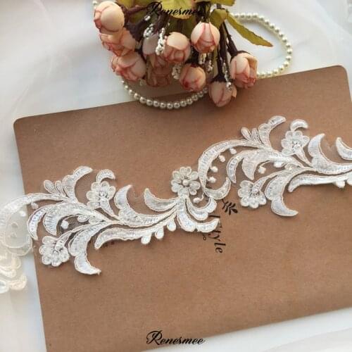 2Yards Ivory Luxury Beaded High-grade Lace Trim Wedding Veil Special Rayon Material Wedding Waist Decoration 7.5CM SX252