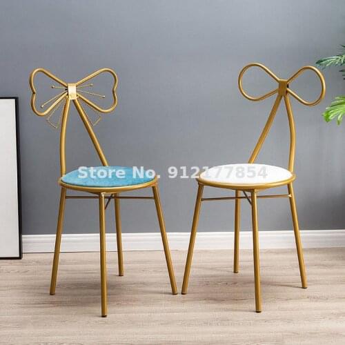 Light luxury ins Nordic nail art makeup stool bedroom dressing table iron back makeup chair leisure balcony table and chair