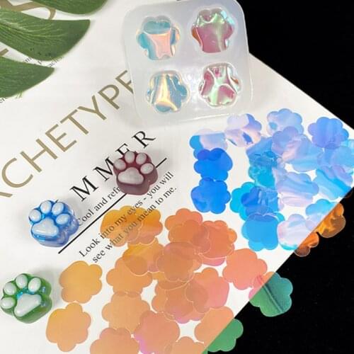 20PCS/pack Mini Cat Plaw Laser Paper Stickers Self Adhesive DIY Jewelry Crystal Epoxy Molds Making Material
