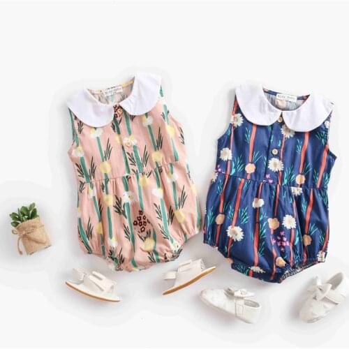 Sanlutoz Summer Infants Girls Bodysuits Cotton Baby Clothes Flower Baby Clothing Sweet Sleeveless