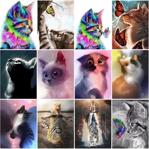SDOYUNO Cat Acrylic Painting By Numbers Kits Animals DIY 60x75cm Oil Drawing By Numbers On Canvas Frameless Handpaint Home Decor