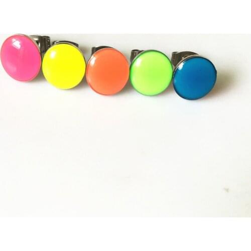 10PAIR Sexy Earring Fashion Neon Shiny Earrings Pink Orange Blue Yellow Green 5 Color Can Choose Stud Earrings for Women 10mm