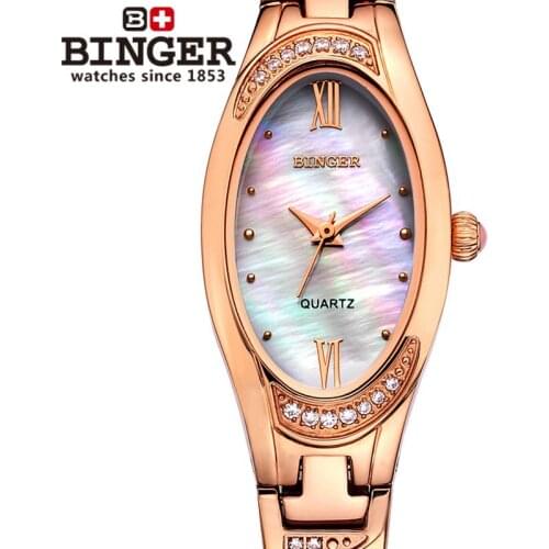 Switzerland Binger Womens watches fashion luxury clock quartz Watch Women sapphire full stainless steel Wristwatches B-3022L-4