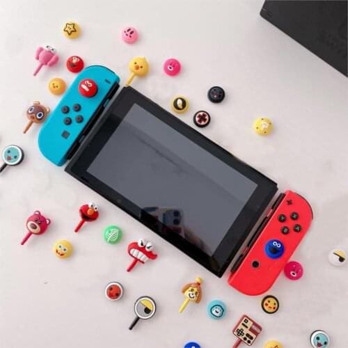 Cartoon Silicone Thumb Stick Grip Cap Joystick Cover Earphone Dust Plug For Nintendo Switch NS Lite Joy-con Controller Soft Case