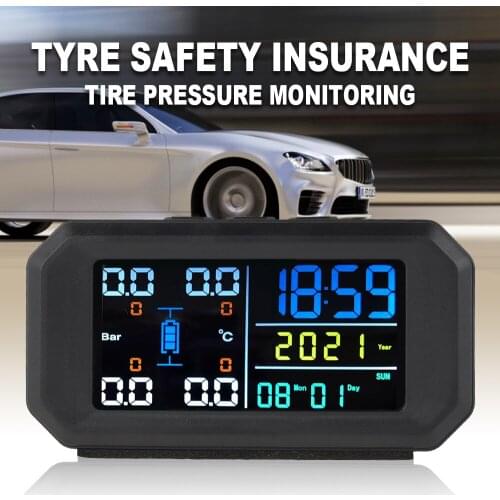 Solar TPMS Car Tire Pressure Monitoring System 0-8 Bar TMPS Wheel Tyre Internal External Sensor