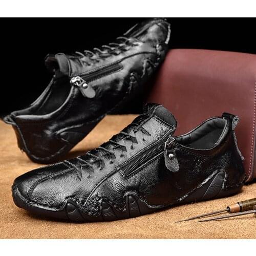 Genuine Leather Shoes for Men Brand Black Loafers Fashion Casual Octopus Shoes Moccasin Top Quality Soft Driving Flats Sneakers