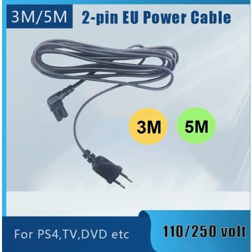 3M 5M Angled EU power cable 2-Prong Pin Power Supply Cord AC plug to angled figure 8 C7 plug 10ft 15ft for PS4,TV,DVD etc