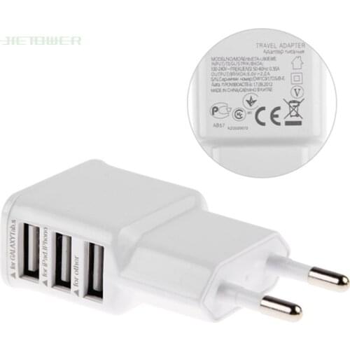 300pcs/lot Universal USB Charger 3 Port Fast Charge Travel Adapter Wall Charger Adapter Portable EU Plug for IPhone 8 7 Tablet