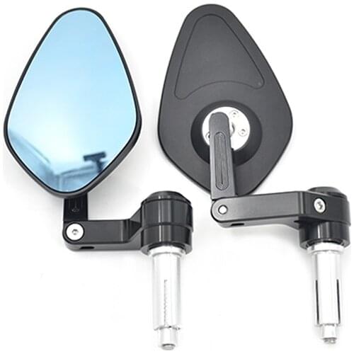 Universal CNC Diamond Aluminium Alloy Adjustable Motorcycle Folding Handle Refitting Customized HD Bule Glass Rearview Mirror