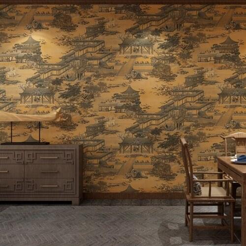Vintage Chinese Style Famous Painting Wallpaper for Home Decor 3D PVC Wallpapers Bed Room Living Room Background Walls Paper
