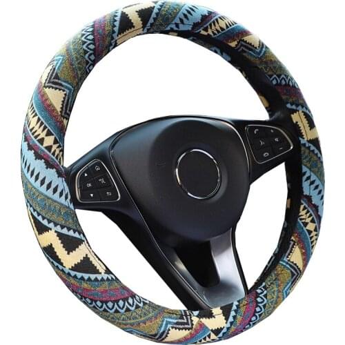Absorb Sweat Non-slip Car Steering Wheel Cover Wrap Braid on the Steering wheel 37-38CM/14.5-15" M Size Hand Bar Protector
