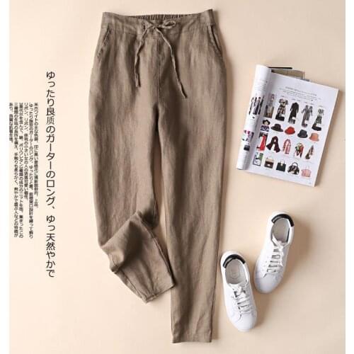 Women Pants 2021 Summer Linen Womens Loose Cropped Pants Linen Womens Pants Casual Pants Foot Pants Pantalones De Mujer