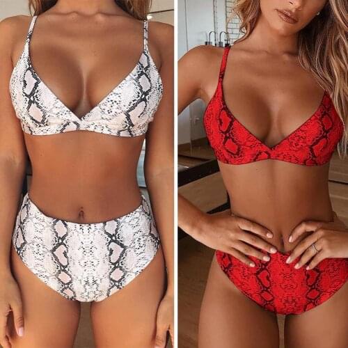 Sexy Snakeskin Print Bikini Swimsuit 2021 Women Swimwear Swimming Bathing Suit Strap Biquini Brazilian Bikinis Set Beachwear