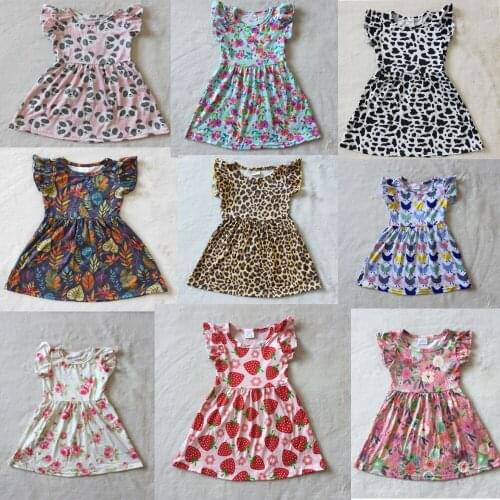Free Shipping Girl Summer Short Sleeve Frocks Cute Pattern Kids Fashion Dresses Random Shipping Pearl Skirt