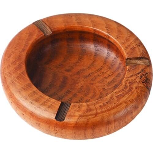 1pc Multifunctional Ashtray Retro Wooden Ashtray Home Use Ashtray Light Brown