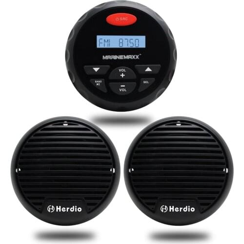 3 inch Marine Waterproof Speaker Outdoor Motorcycle Speakers+ Marine Bluetooth Stereo FM AM Radio Car MP3 Player Audio ATV UTV
