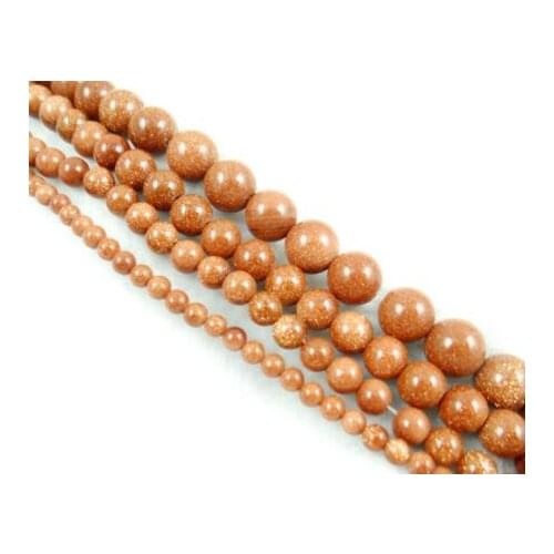 4.6.8.10MM Wholesale fashion natuursteen Gold sand stone Sieraden beads Maken loose GEM kralen strand A10