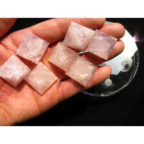 7 natural rose quartz crystal pyramid+stand