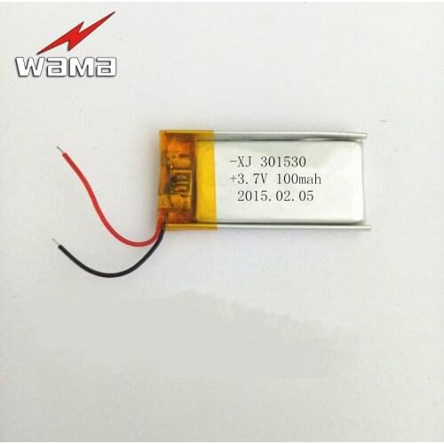 8pcs/lot 301530 100mAh 3.7V Rechargeable Lithium Polymer Batteries for Bluetooth Earphones Headset Headphones Selfiestick